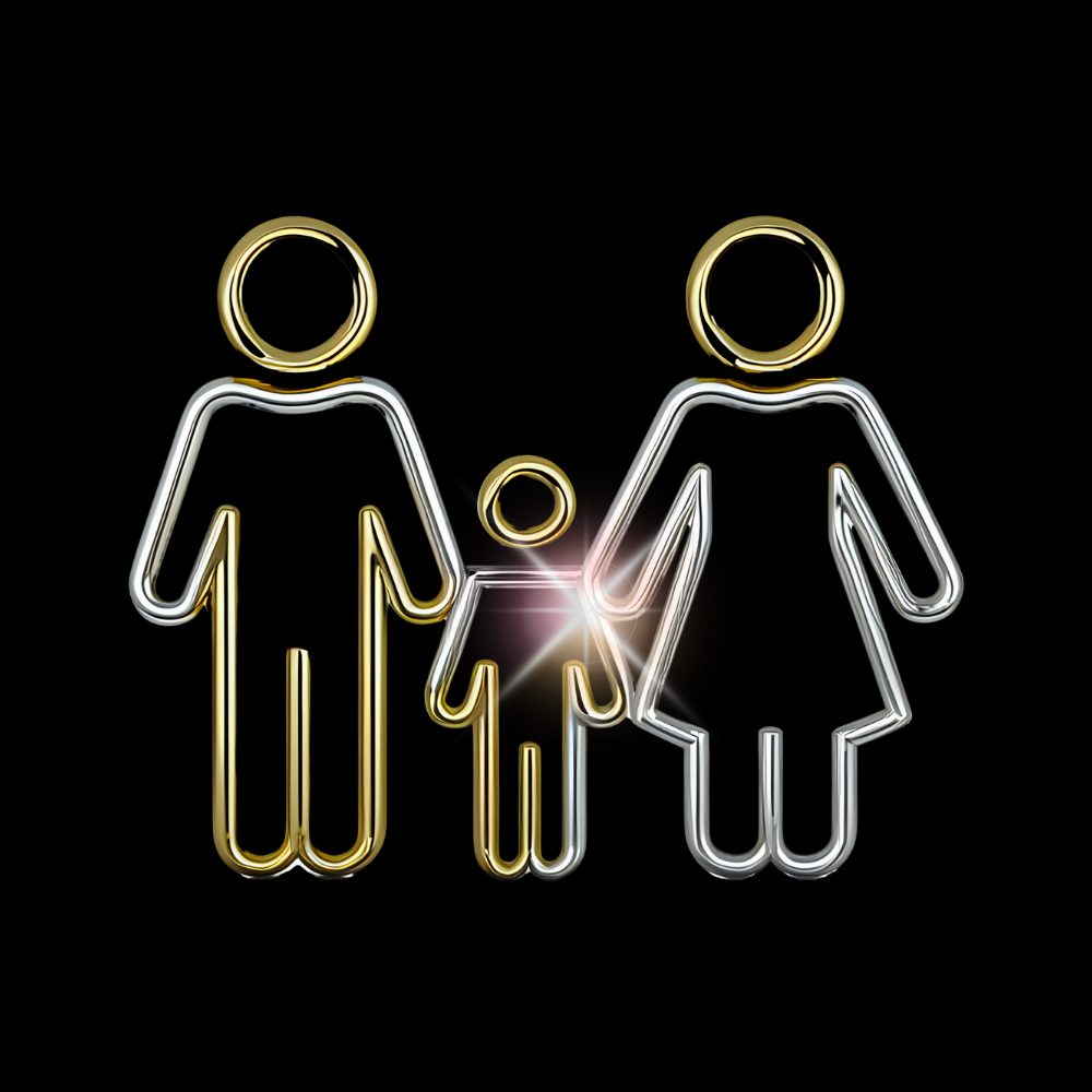 Quiet Rituals Family icon featuring adult couple and child figures