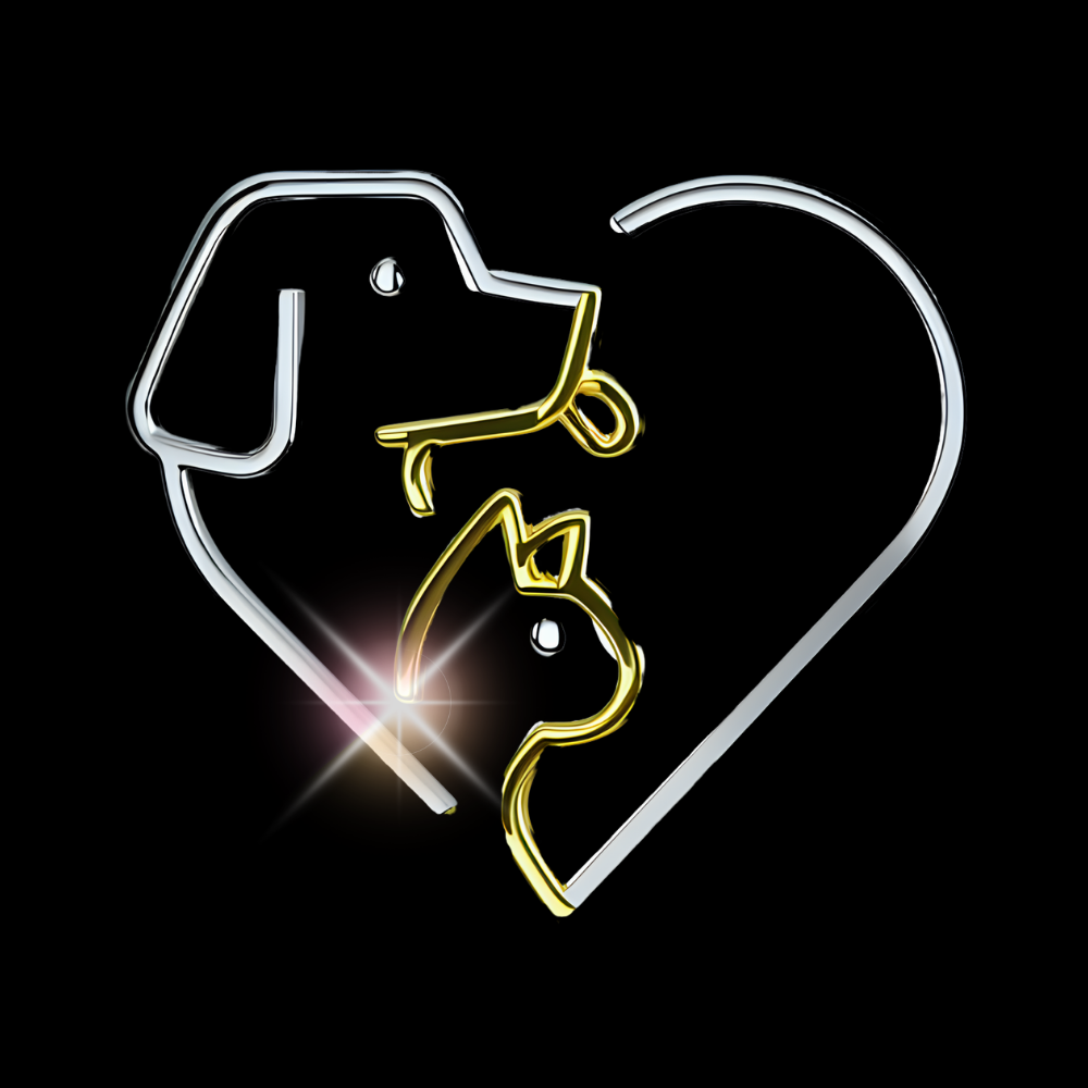 Quiet Rituals pets icon with dog and catsilhouette inside heart shape